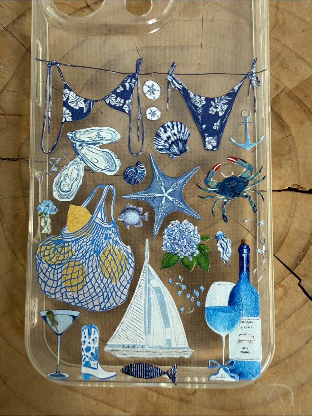 Clear Coastal Collage Case Blue Pink Beach Print iPhone 16 Pro - Picture 4 of 5
